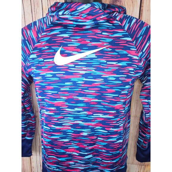 Nike Therma-Fit Kids Multicolor Patterned Hoodie Large Long Sleeve Pullover - Picture 4 of 8